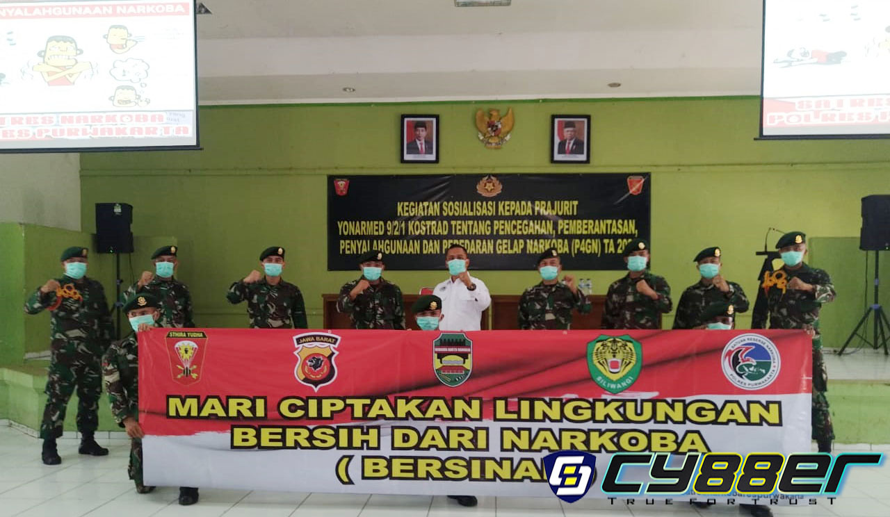 Polres Purwakarta Sosialisasikan P4GN Di batalyon Armed 9 Pasopati Kostrad